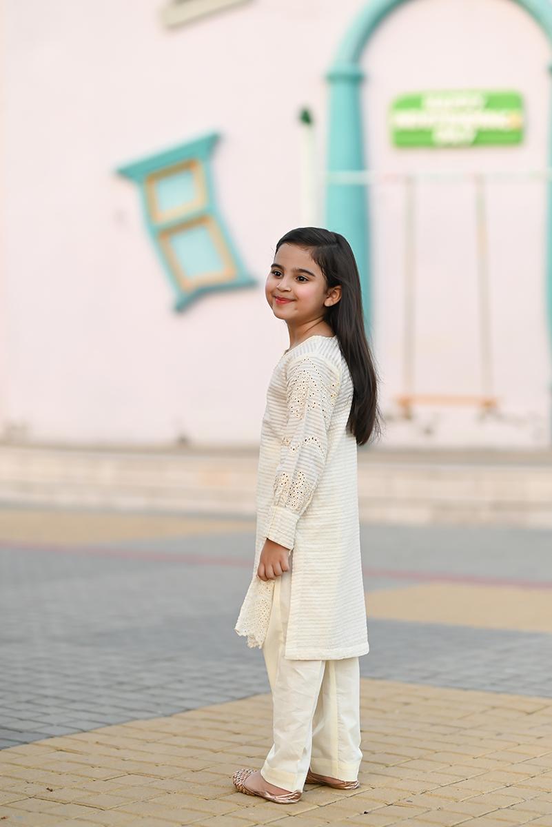 Motif Girls Embroidered Suit